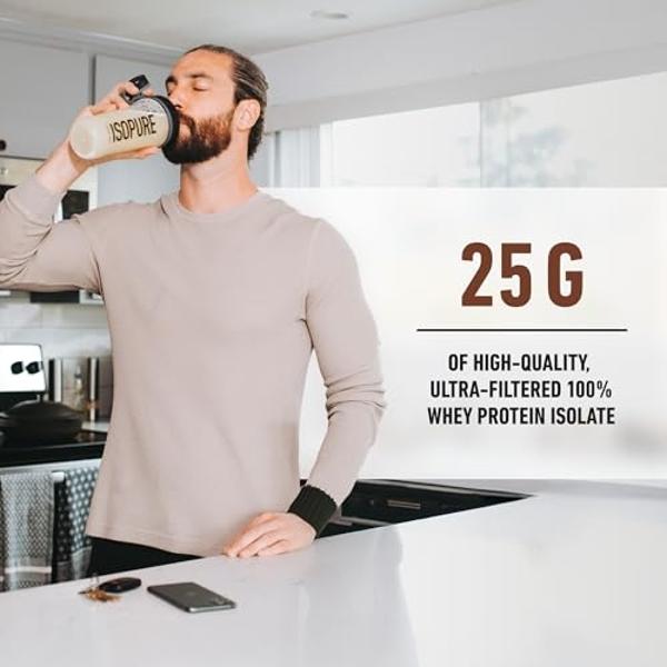 Isopure Low Carb - Proteína de suero 100 % pura en polvo, sin lactosa ni gluten, con vitaminas, sabor chocolate holandés, 25 g de proteína por porción, 450 g, 14 porciones (el empa