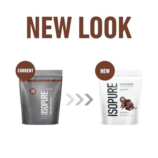 Isopure Low Carb - Proteína de suero 100 % pura en polvo, sin lactosa ni gluten, con vitaminas, sabor chocolate holandés, 25 g de proteína por porción, 450 g, 14 porciones (el empa