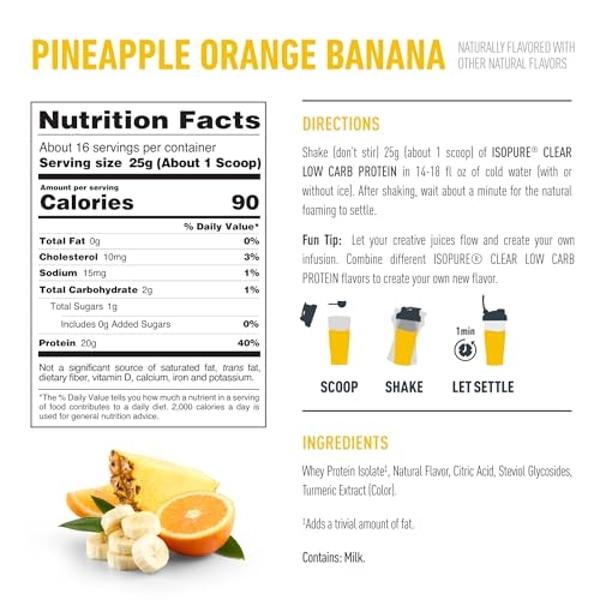 Isopure Low Carb - Proteína de suero 100 % pura en polvo, sin lactosa ni gluten, con vitaminas, sabor chocolate holandés, 25 g de proteína por porción, 450 g, 14 porciones (el empa