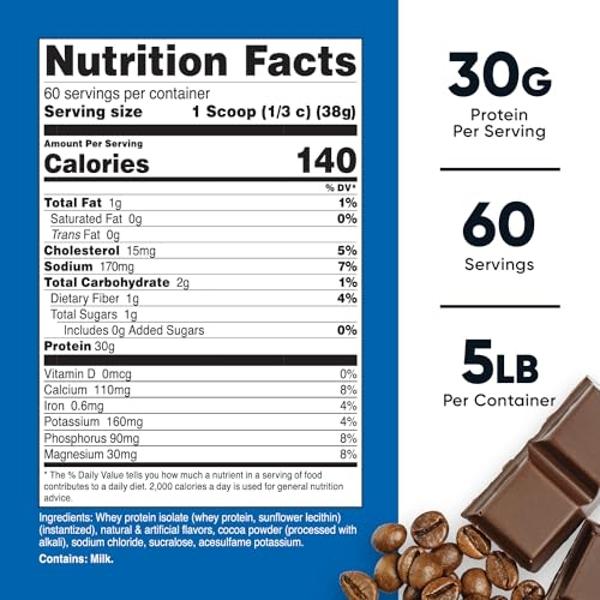 Aislado de proteína de suero Nutricost (moca) 5 libras - Sin gluten ni OMG