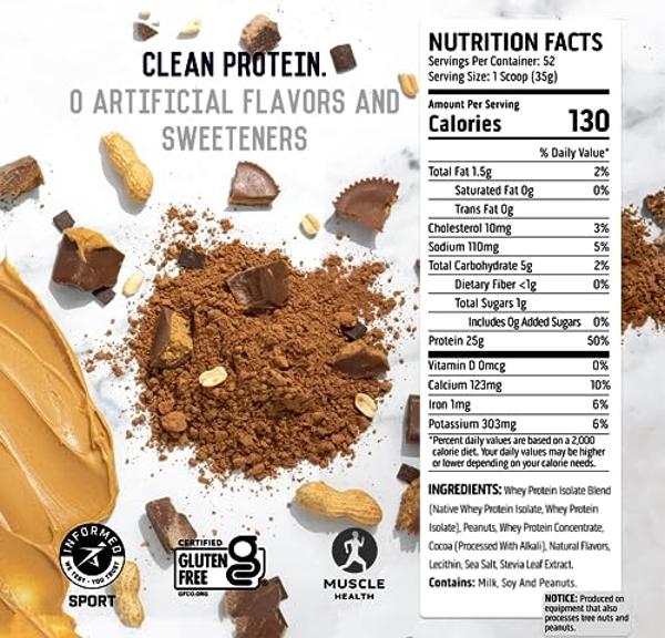 Proteína de suero de leche en polvo Ascent 100 % - Aislado de proteína de suero de leche para después del entrenamiento, sin sabores ni edulcorantes artificiales, sin gluten, 5,5 g