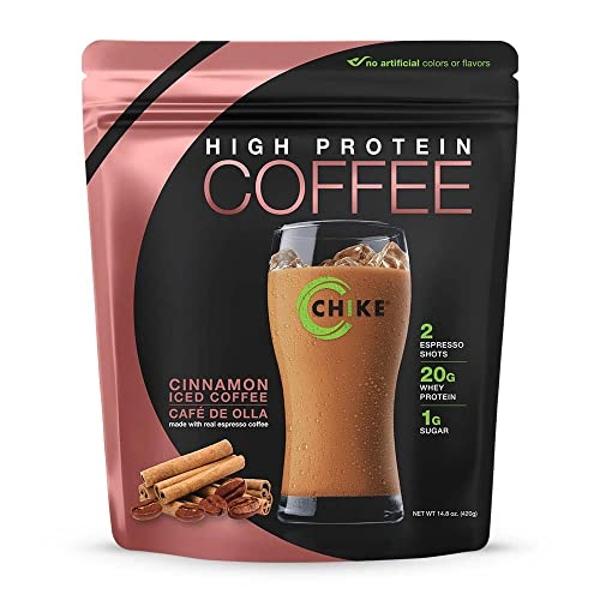 Café helado Chike con canela y alto contenido proteico, 20 g de proteína, 2 dosis de espresso, 1 g de azúcar, apto para dieta cetogénica y sin gluten, 14 porciones (14.8 onzas)