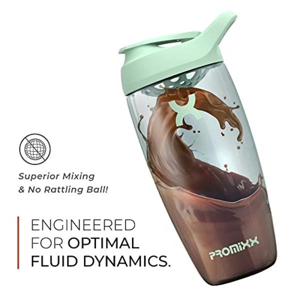 Botella mezcladora de proteínas Promixx PURSUIT: Botellas mezcladoras deportivas premium para mezclas de proteínas y batidos de suplementos. Vaso mezclador de proteínas fácil de li