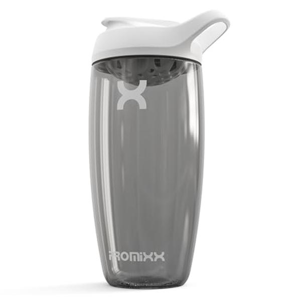 Botella mezcladora de proteínas Promixx PURSUIT: Botellas mezcladoras deportivas premium para mezclas de proteínas y batidos de suplementos. Vaso mezclador de proteínas fácil de li