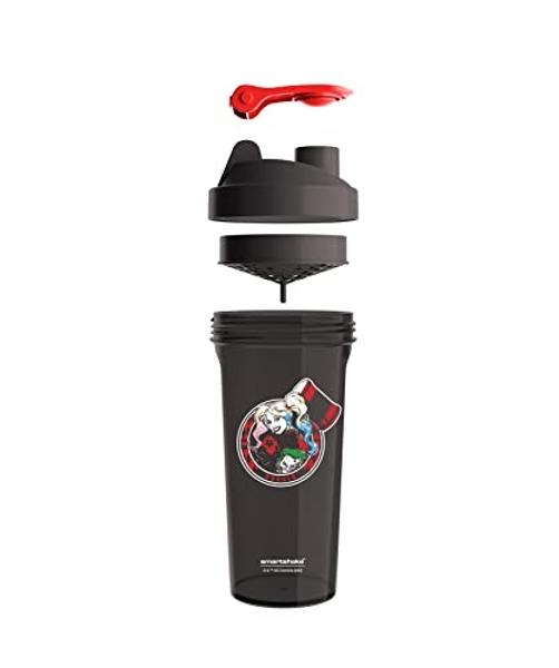 Botella mezcladora de proteínas Smartshake Lite Justice League de 800 ml – Botella de agua Harley Quinn de DC Comics, a prueba de fugas, sin BPA, para batidos de proteínas y proteí
