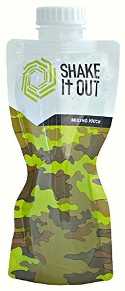 Botella mezcladora plegable Shake It Out® para batidos de proteínas y suplementos - 355 ml, reutilizable, reciclable y de viaje (Camuflaje, individual)