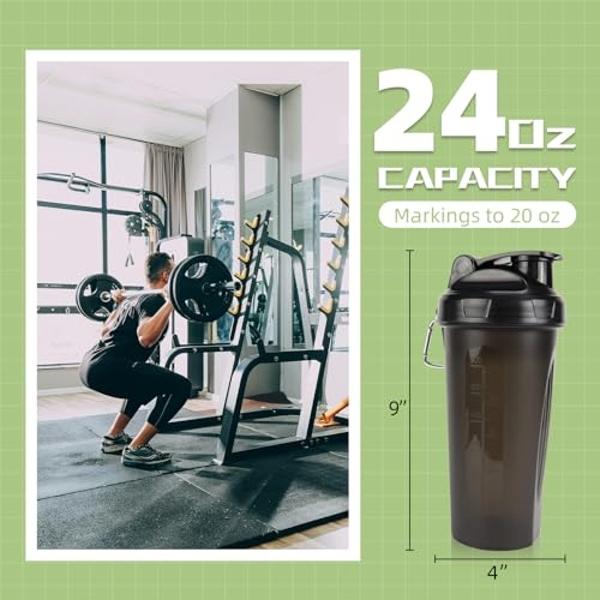 Botella mezcladora de proteínas VIGIND, vaso mezclador de 16 oz para proteína en polvo con almacenamiento, botella de agua deportiva, vasos giratorios de 3 capas antideslizantes de