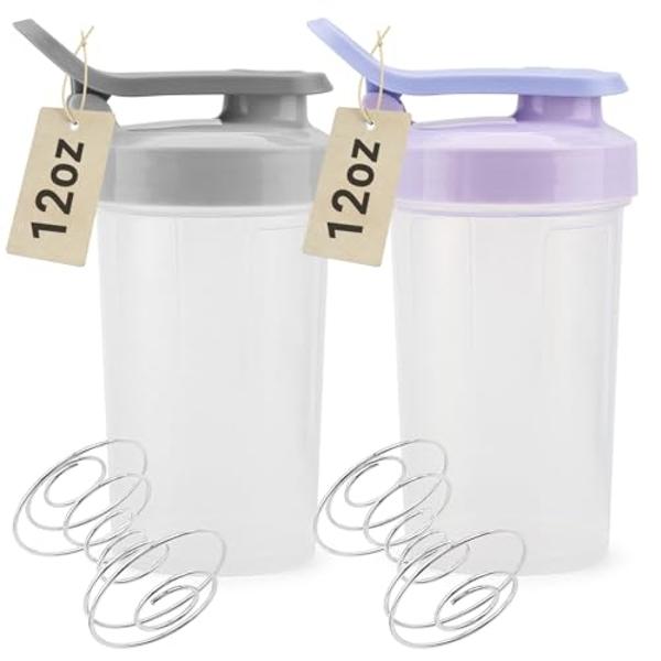 Botella mezcladora de proteínas de 355 ml (12 oz) - Vaso mezclador de grado alimenticio para batidos de proteínas de 355 ml (12 oz) - Botella mezcladora pequeña para mezclas de pro