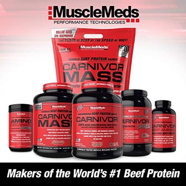 MuscleMeds Carnivor Mass Anabolic Beef Protein Gainer, sabor vainilla y caramelo, 4.5 kg