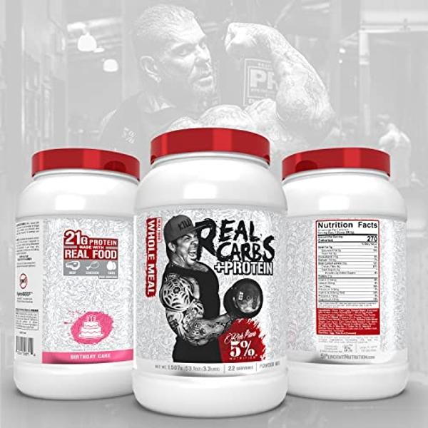 Piana Real Carbs + Protein, 5 % de nutrición | Proteína en polvo para reemplazar comidas, ideal para ganar masa muscular | Carbohidratos para la recuperación pre-entrenamiento/post