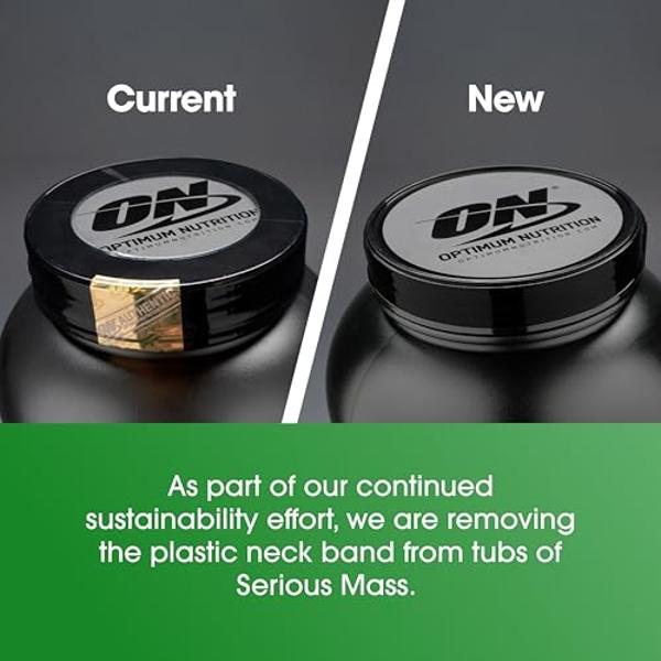 Optimum Nutrition Serious Mass, proteína en polvo para ganar peso, con vitamina C y zinc para fortalecer el sistema inmunitario, creatina, sabor a chocolate y mantequilla de cacahu