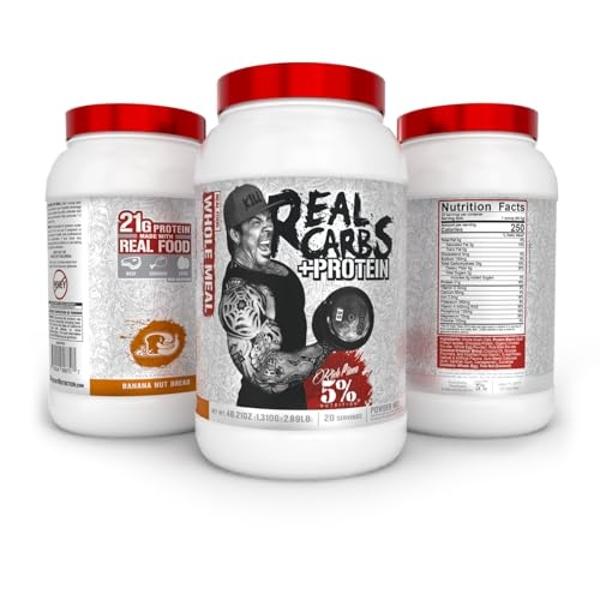 Piana Real Carbs + Protein, 5 % de nutrición | Proteína en polvo para ganar masa muscular | Carbohidratos para la recuperación pre-entrenamiento/post-entrenamiento | 1,3 kg, 20 sob