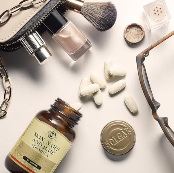 Solgar Piel, Uñas y Cabello, Fórmula Avanzada con MSM, 120 Comprimidos - Favorece el Colágeno para la Salud del Cabello, las Uñas y la Piel - Aporta Zinc, Vitamina C y Cobre - Sin 