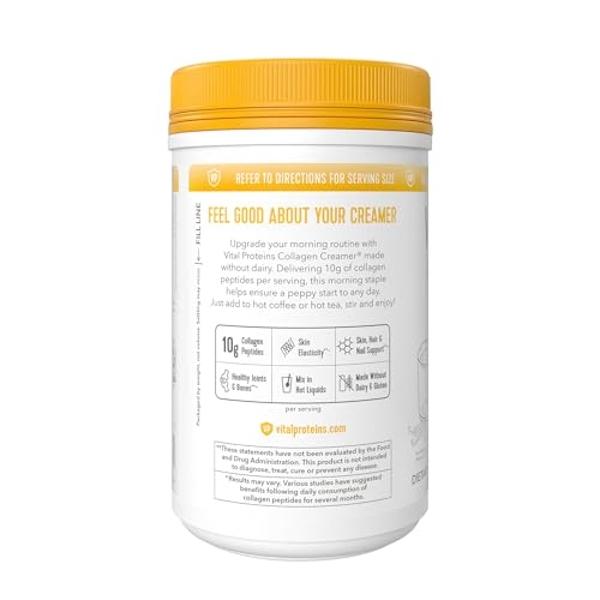 Péptidos de colágeno en polvo Vital Proteins - Crema de café con proteína de vainilla para el cuidado del cabello, la piel y las uñas