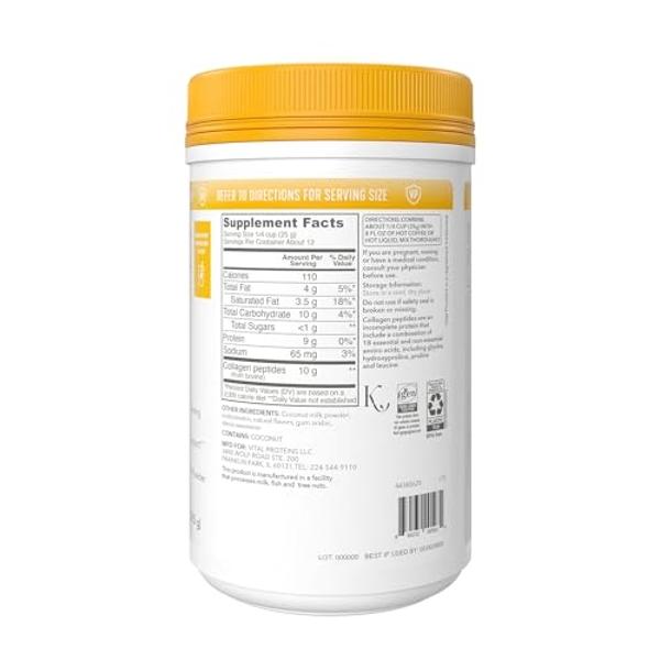 Péptidos de colágeno en polvo Vital Proteins - Crema de café con proteína de vainilla para el cuidado del cabello, la piel y las uñas