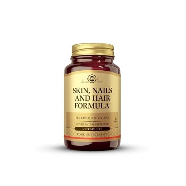 Solgar Piel, Uñas y Cabello, Fórmula Avanzada con MSM, 120 Comprimidos - Favorece el Colágeno para la Salud del Cabello, las Uñas y la Piel - Aporta Zinc, Vitamina C y Cobre - Sin 