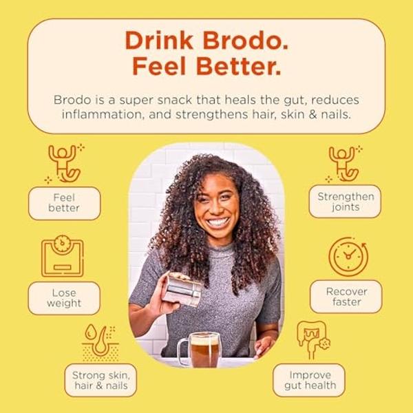 Caldo de Hueso de Pollo Orgánico Brodo, Caldo de Hueso Rico en Proteínas con Colágeno, Caldo de Pollo Nutritivo Bajo en Sodio para Tomar y Cocinar, Cocinado a Fuego Lento para un S