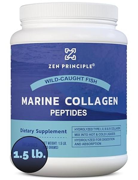 Péptidos de colágeno marino en polvo Zen Principle, 700 g. Pescado silvestre, sin OMG. Favorece la salud de la piel, el cabello, las articulaciones y los huesos. Proteína hidroliza