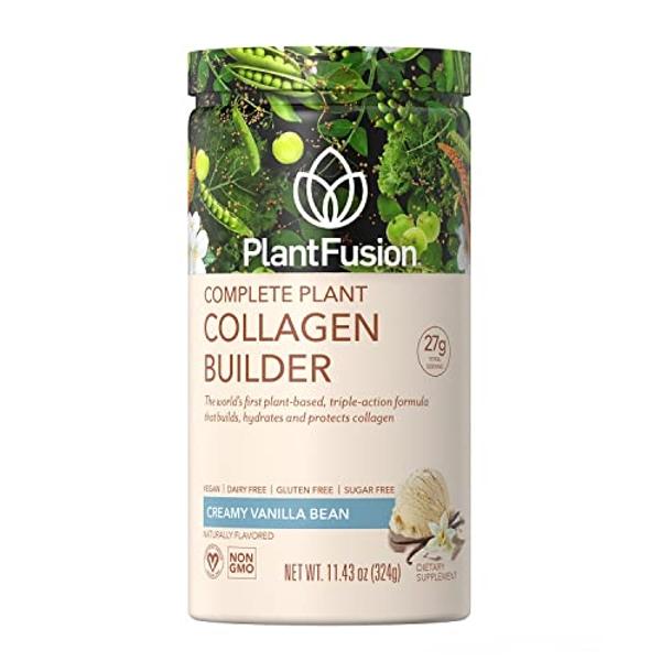 Colágeno vegano en polvo PlantFusion: proteína de colágeno vegetal en polvo para músculos, articulaciones, cabello, piel y uñas. Cetogénico, sin gluten, sin soja, sin lácteos, sin 