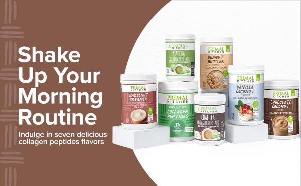 Polvo de matcha y colágeno keto para latte de Primal Kitchen, péptidos de colágeno sin azúcar, 250 ml