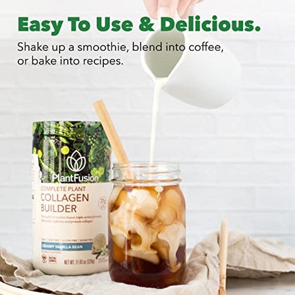 Colágeno vegano en polvo PlantFusion: proteína de colágeno vegetal en polvo para músculos, articulaciones, cabello, piel y uñas. Cetogénico, sin gluten, sin soja, sin lácteos, sin 