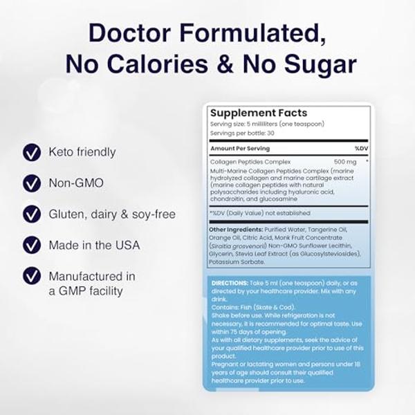 Péptidos de colágeno liposomal de Rho Nutrition: suplemento de colágeno líquido de alta absorción que favorece la elasticidad de la piel, la salud de las articulaciones y la vitali