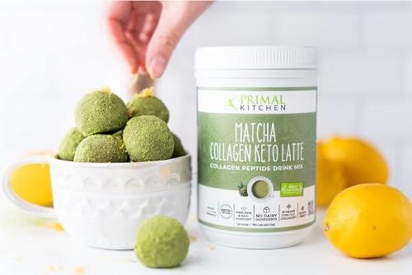 Polvo de matcha y colágeno keto para latte de Primal Kitchen, péptidos de colágeno sin azúcar, 250 ml