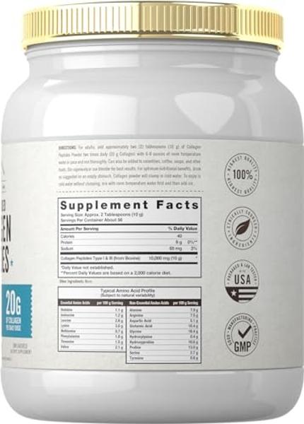 Péptidos de colágeno en polvo Root Vitality: suplemento proteico hidrolizado de animales alimentados con pasto y criados en pastura para piel, cabello y uñas. Suplemento diario sin