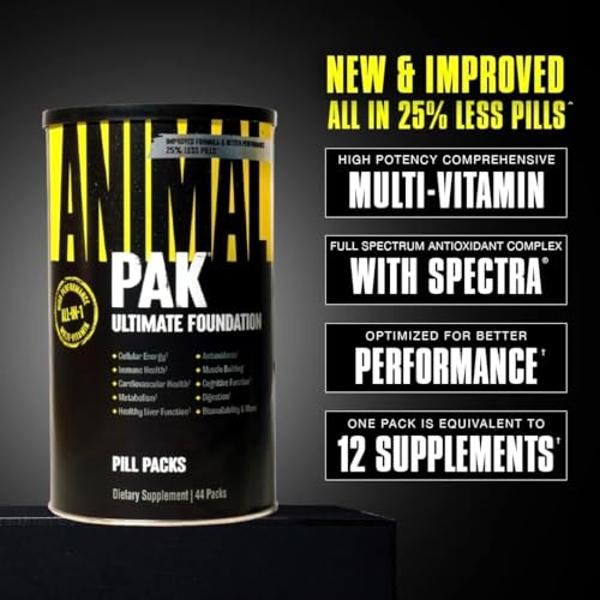 Animal Pak - Multivitamínico práctico para hombres y mujeres. Paquete diario de vitaminas y suplementos todo en uno. Zinc, vitaminas C, B y D, aminoácidos y refuerzo inmunitario. N