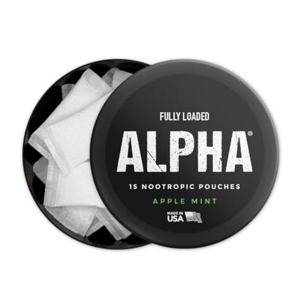 Bolsitas de nootrópicos alfa (manzana y menta) - 5 latas - 15 bolsitas por lata - Administración eficaz de nootrópicos, reemplazo de bolsitas de nicotina - Absorción más rápida, al