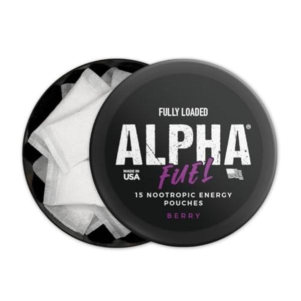 Bolsitas de nootrópicos Alpha Fuel (Berry Fuel) con cafeína, Alpha GPC, tirosina, taurina, guaraná y más.