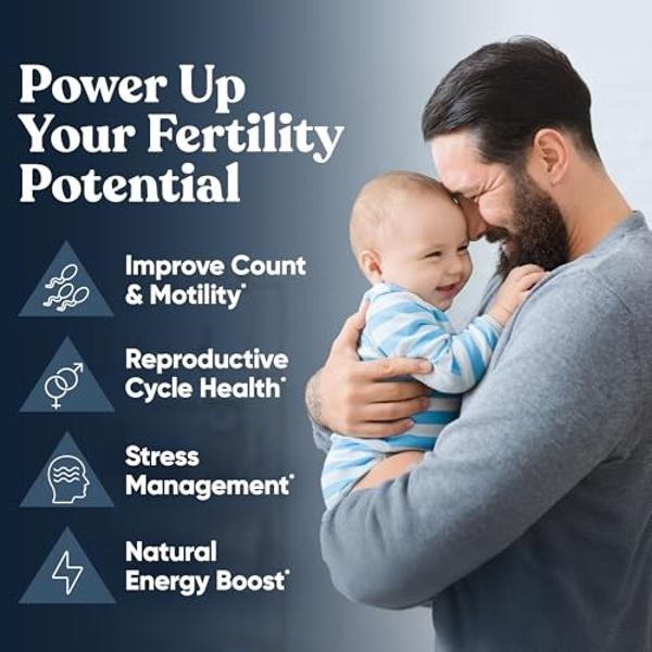Conception For Him – Suplementos de fertilidad para hombres, potenciador de la fertilidad masculina y prenatal – Recuento óptimo de espermatozoides, mejora la motilidad – Ashwagand