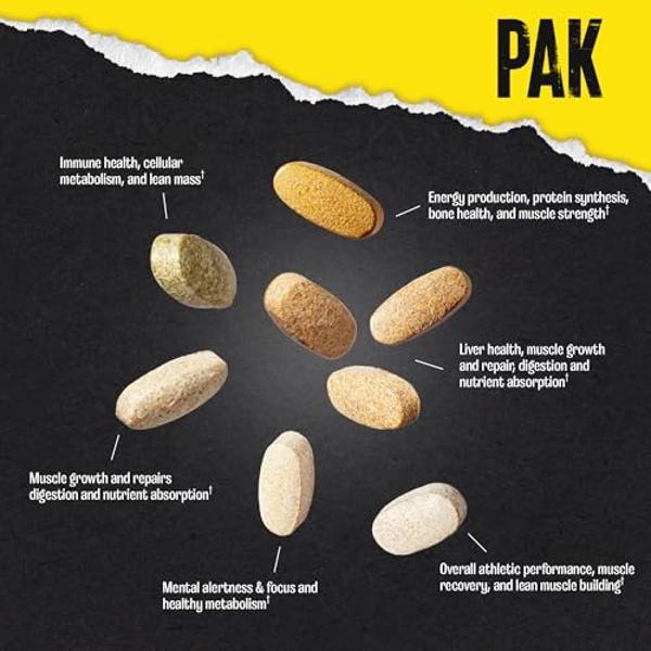 Animal Pak - Multivitamínico práctico para hombres y mujeres. Paquete diario de vitaminas y suplementos todo en uno. Zinc, vitaminas C, B y D, aminoácidos y refuerzo inmunitario. N