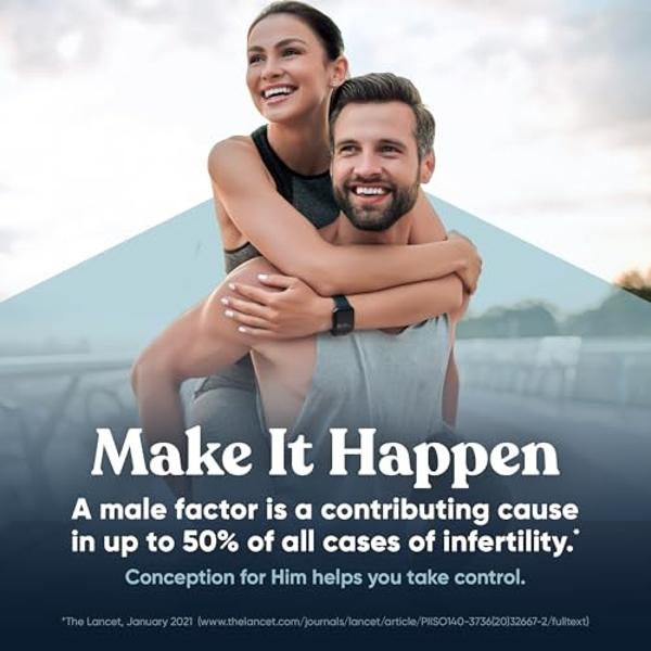 Conception For Him – Suplementos de fertilidad para hombres, potenciador de la fertilidad masculina y prenatal – Recuento óptimo de espermatozoides, mejora la motilidad – Ashwagand