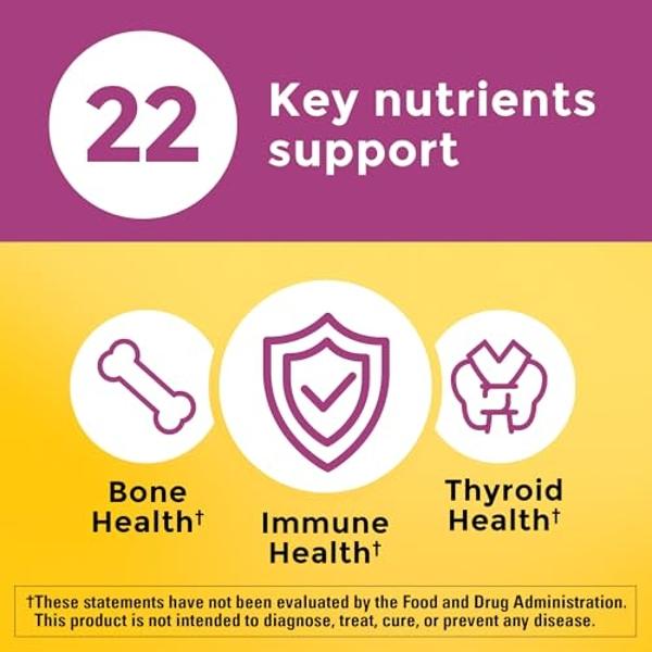 Multivitamínico natural para mujeres mayores de 50 años sin hierro, multivitamínico para mujeres con aporte nutricional diario, 90 comprimidos, suministro para 90 días.