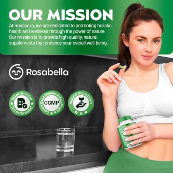 Cápsulas de Moringa Rosabella - Moringa pura en polvo, superalimento para la energía, la piel, el sistema inmunitario y la salud intestinal, rico en antioxidantes, vitaminas esenci