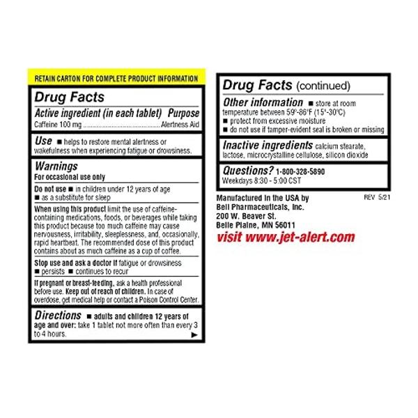 Jet-Alert 100 mg de cafeína cada tableta, 120 unidades