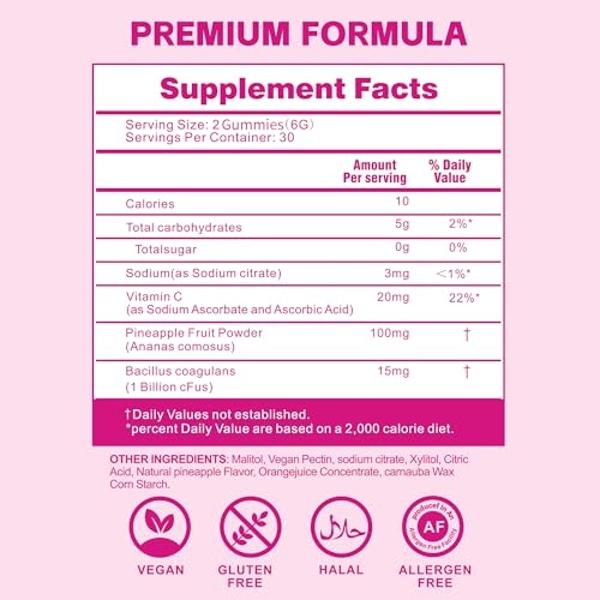 Gomitas premium de equilibrio femenino para mujeres - Gomitas de piña hawaiana para apoyar el equilibrio del pH - Deliciosas gomitas de equilibrio del pH para mujeres con apoyo inm