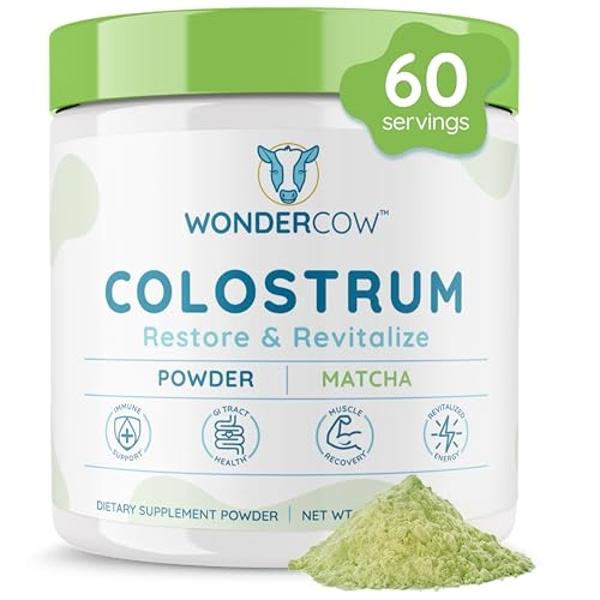 Suplemento de calostro en polvo WONDERCOW para la salud intestinal, el apoyo inmunitario, la recuperación muscular y el bienestar | Calostro bovino entero puro con IgG natural, sup