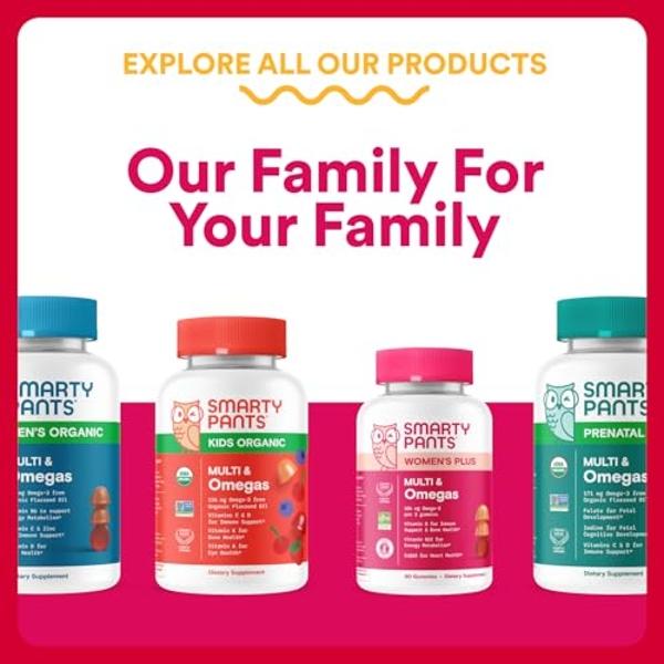 Gomitas multivitamínicas orgánicas SmartyPants para mujeres: biotina, probióticos, metilfolato, omega 3 (ALA), vitaminas D3, C, B12, B6, A, K y zinc, inositol, sin gluten, 120 unid