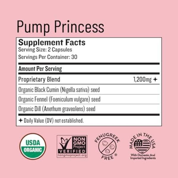 Suplemento para la lactancia Legendairy Milk Pump Princess - Suplementos para la lactancia materna que aumentan la producción y el flujo de leche - Sin semillas de comino negro org