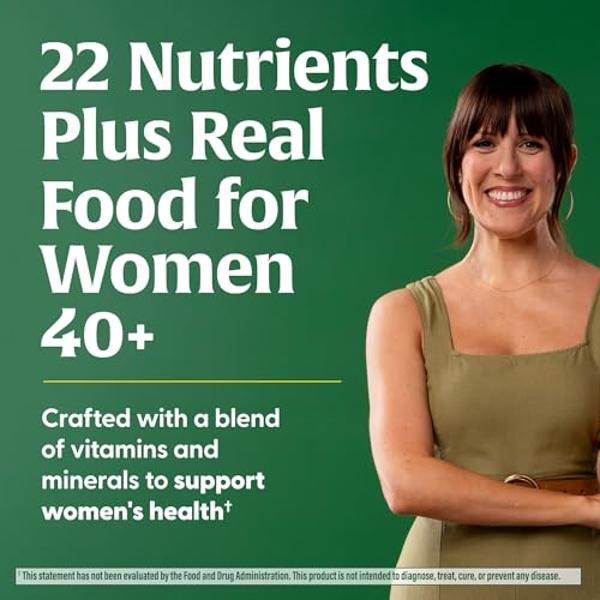Multivitamínico diario MegaFood para mujeres mayores de 40 años: con vitaminas B12, B6, C, D, zinc y hierro, además de alimentos de origen natural. Refuerzo inmunitario. Salud ósea