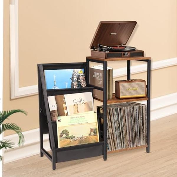 Tocadiscos y centro multimedia Victrola retro de los años 50 con Bluetooth y altavoces integrados: tocadiscos de 3 velocidades, reproductor de CD y radio AM/FM | Transmisión de mús