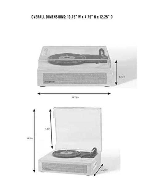 Tocadiscos portátil Victrola Vintage de 3 velocidades con Bluetooth y altavoces integrados | Sonido de tocadiscos mejorado | Incluye aguja adicional | Lino beige claro