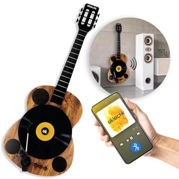 Tocadiscos Bluetooth Eklectik, tocadiscos de vinilo para guitarra con altavoces, transmisor y receptor inalámbrico Bluetooth, tocadiscos vertical de pared