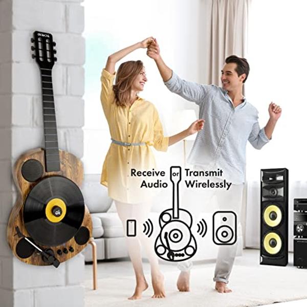 Tocadiscos Bluetooth Eklectik, tocadiscos de vinilo para guitarra con altavoces, transmisor y receptor inalámbrico Bluetooth, tocadiscos vertical de pared