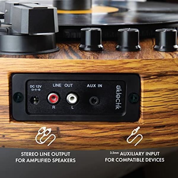 Tocadiscos Bluetooth Eklectik, tocadiscos de vinilo para guitarra con altavoces, transmisor y receptor inalámbrico Bluetooth, tocadiscos vertical de pared