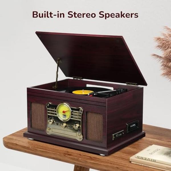 Tocadiscos Bluetooth Eklectik, tocadiscos de vinilo para guitarra con altavoces, transmisor y receptor inalámbrico Bluetooth, tocadiscos vertical de pared