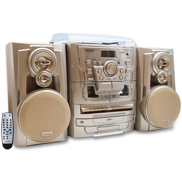 Tocadiscos portátil Victrola Vintage de 3 velocidades con Bluetooth y altavoces integrados | Sonido de tocadiscos mejorado | Incluye aguja adicional | Lino beige claro