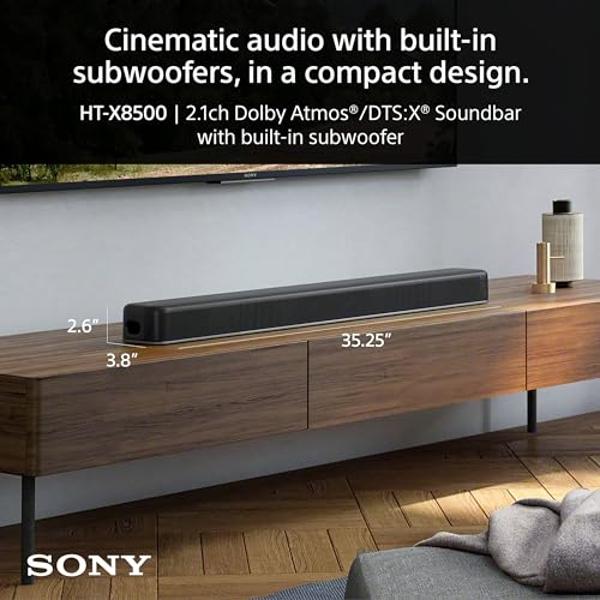 Barra de sonido Sony HTX8500 de 2.1 canales Dolby Atmos/DTS:X con subwoofer integrado, color negro